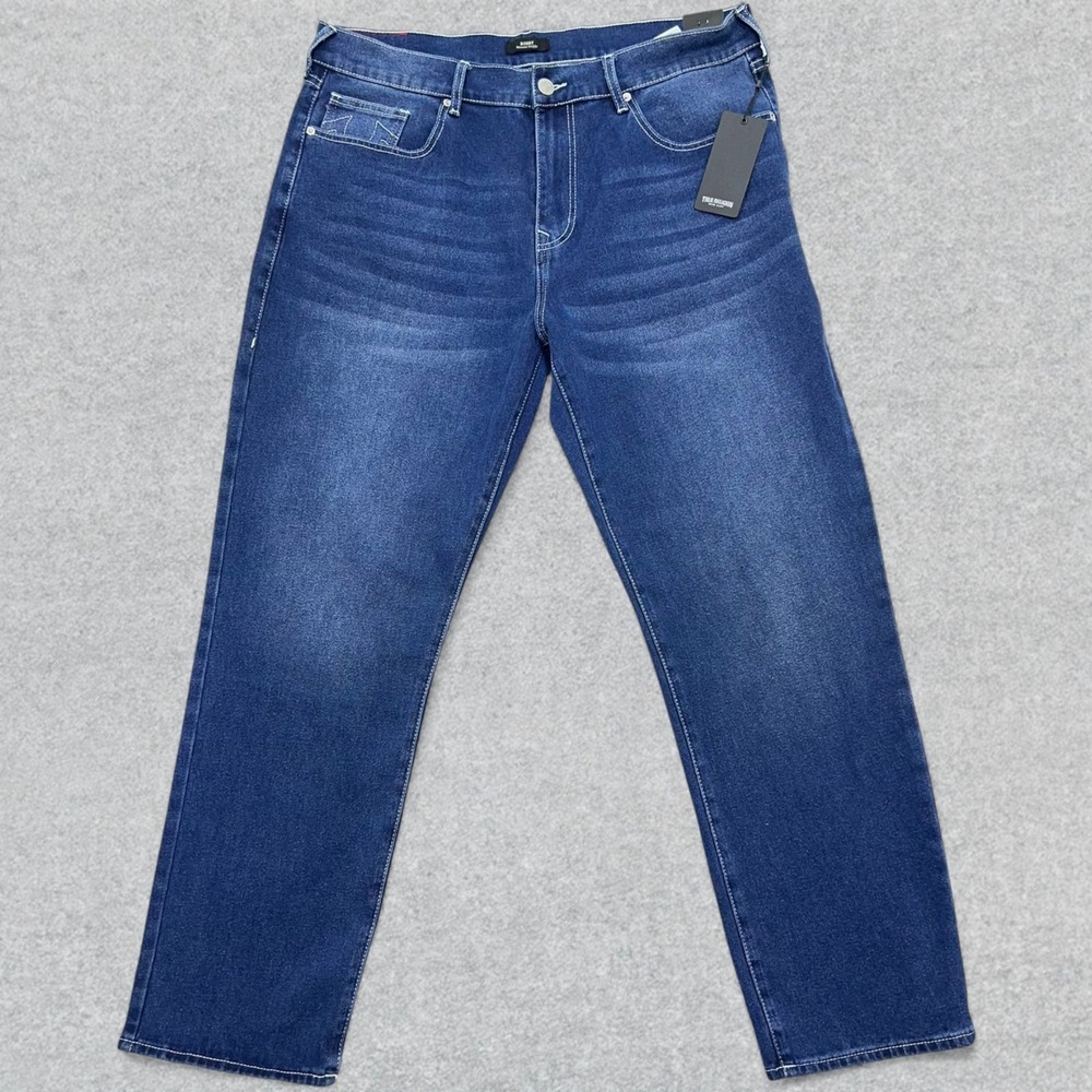 NEW True Religion Jeans Men's 38x32 Blue Denim Bobby Relaxed Baggy Distressed